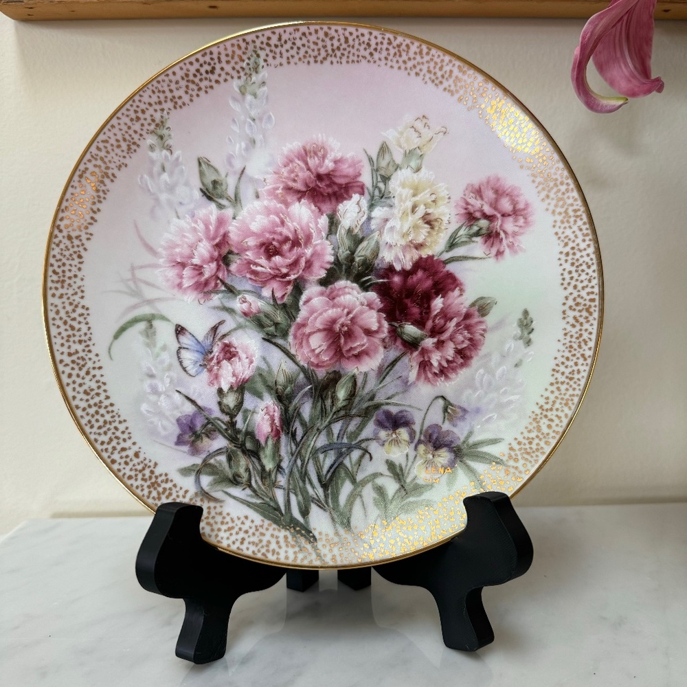 Carnation Serenade by Lena Liu Symphony of Shimmering Beauty 1992 Plate # 6733A